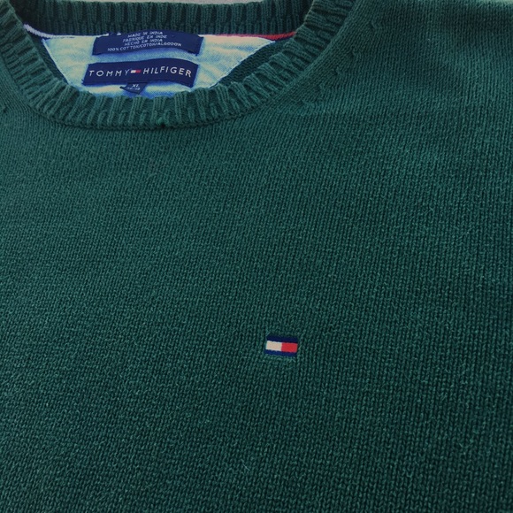 *SOLD* Green Tommy Hilfiger Knit Crewneck Sweater - Picture 3 of 4